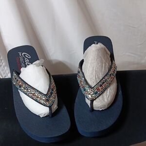Skechers Women's Navy Embellished Sandals
